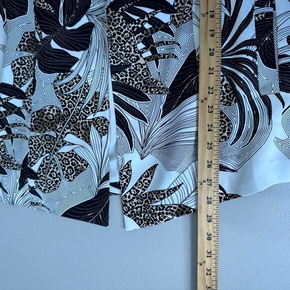 Chicos Tropical Print Draped Jacket Womens XL White Black Open Front - Picture 9 of 9